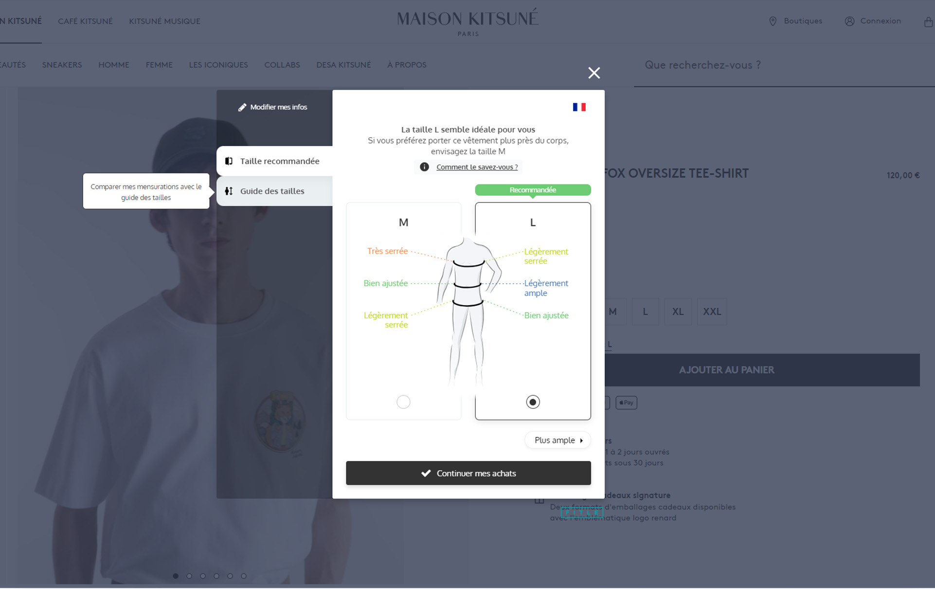 Photo du plugin Fitle sur le site maison Kitsuné, client Fitle